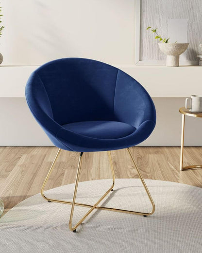 Blue Gold Velvet Armchair