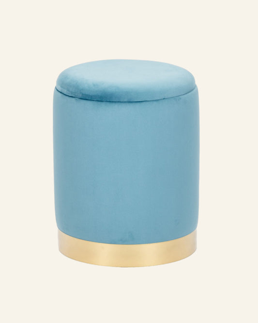 Blue Velvet Storage Stool