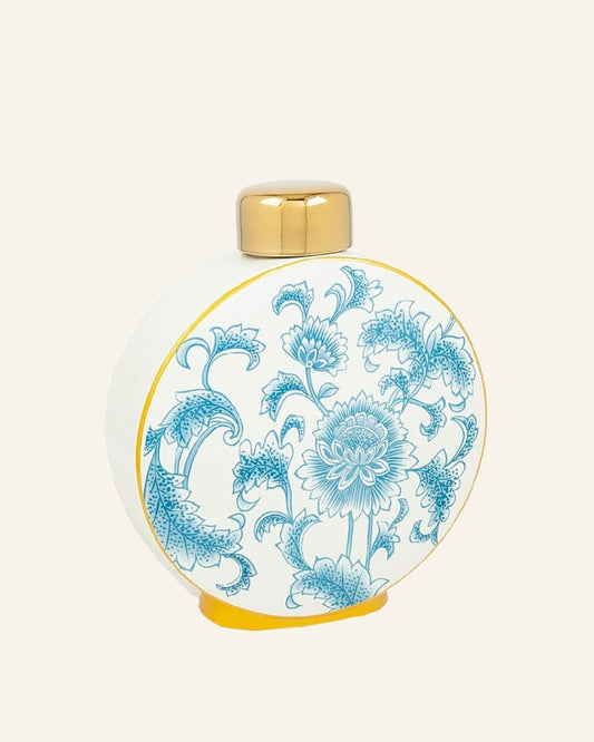 Blue White and Gold Round Jar (Small)