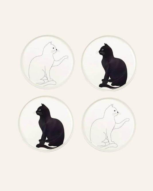 Cat Dessert Plate in White or Black