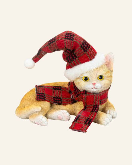 Cat Lying with Hat and Scarf