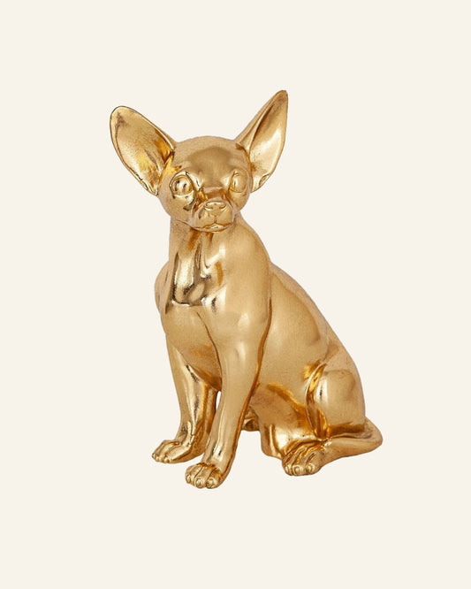 Chihuahua Dog Figurine in Gold