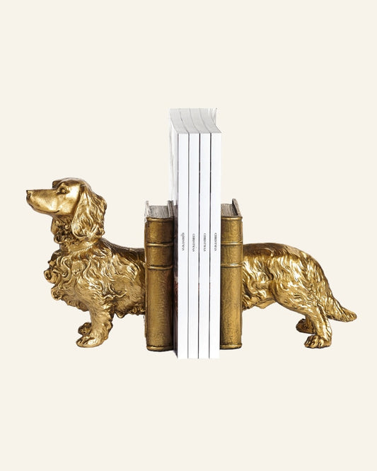 Dachshund Dog Bookends in Gold