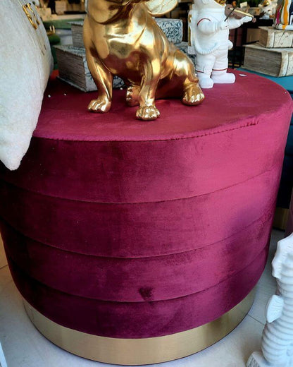 Dark Pink Velvet Stool