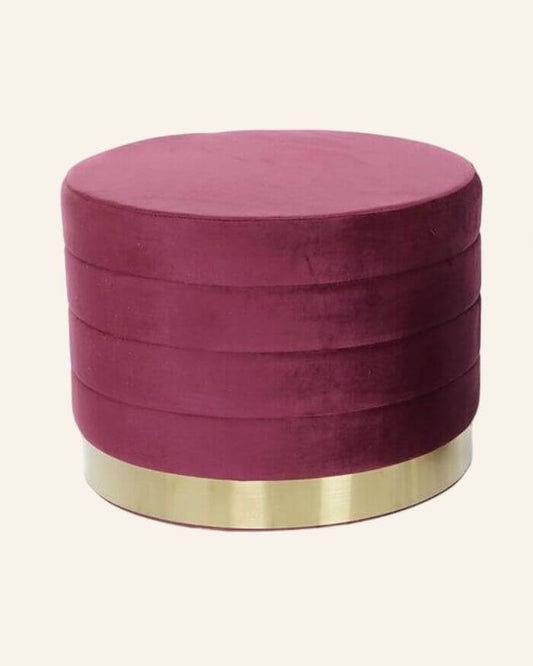 Dark Pink Velvet Stool