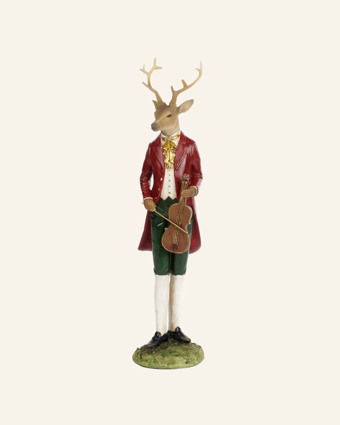 Deer with Violin in Red and Green