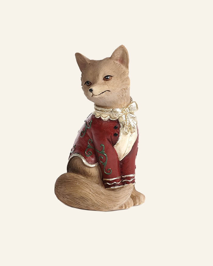 Dressed Up Fox in Red and Brown