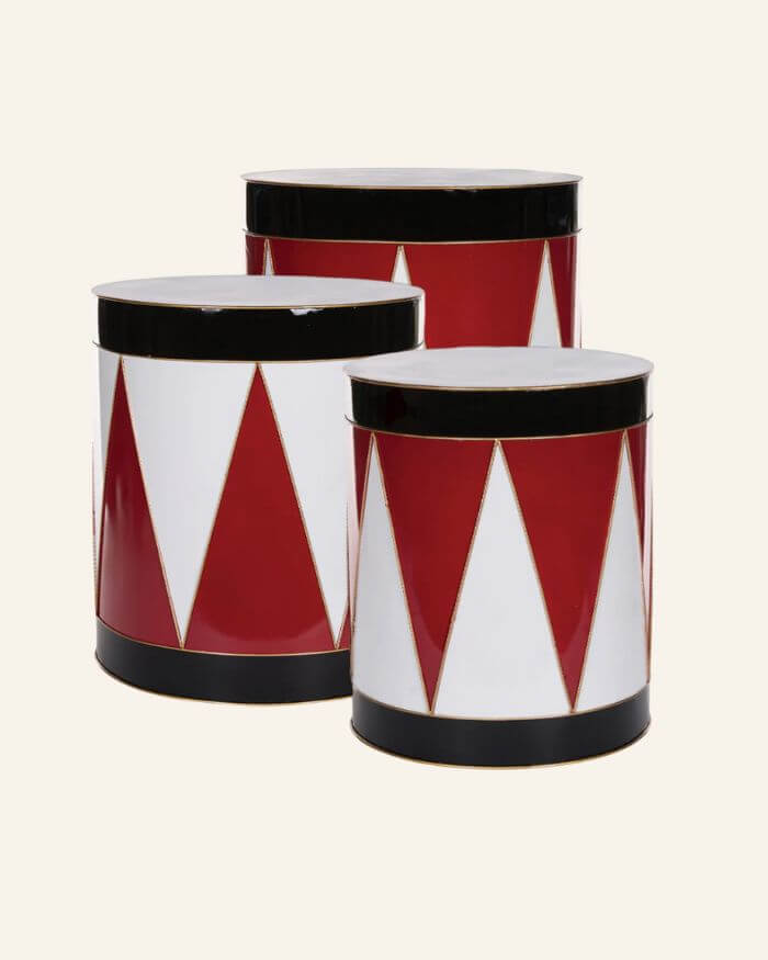 Drums in White, Red and Black Small