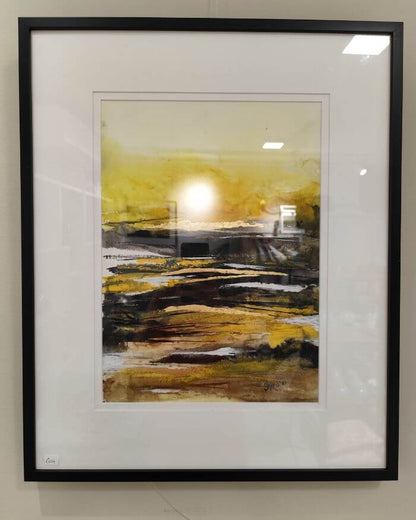 Framed original painting in Black and Yellow