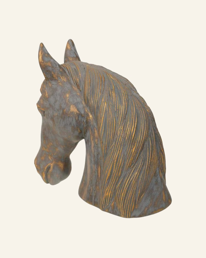 Gold Bluish-Grey Horse Statue