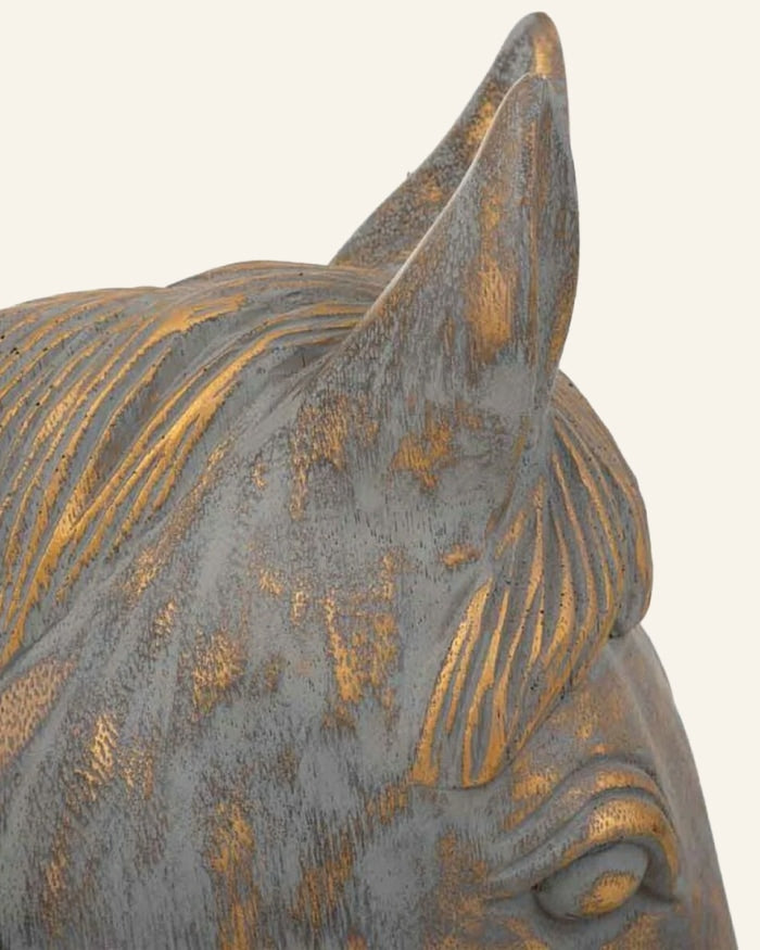 Gold Bluish-Grey Horse Statue