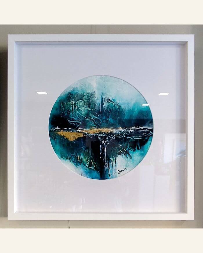 'Infinite Storm' Painting in Acrylic with White Frame