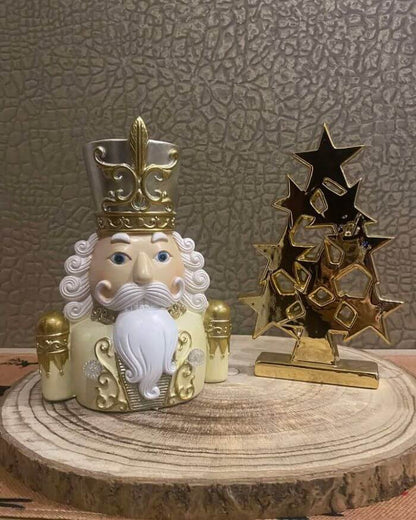 LED Nutcracker Bust in Cream and Gold