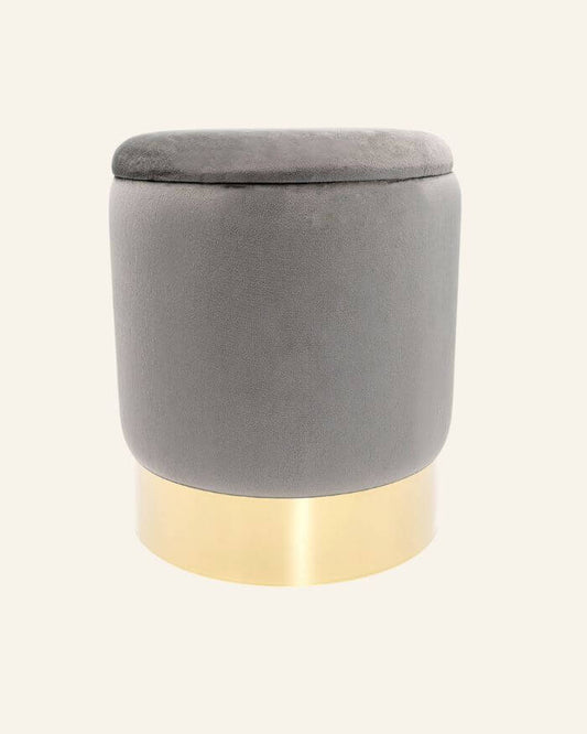 Light Grey Velvet Storage Stool