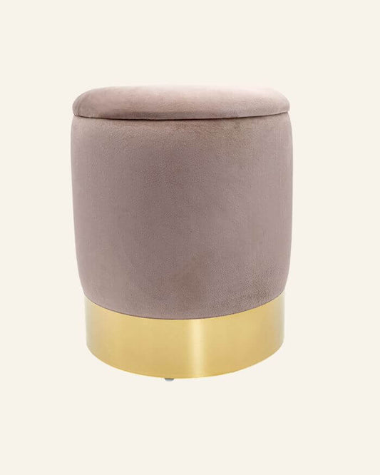 Light Pink Velvet Storage Stool