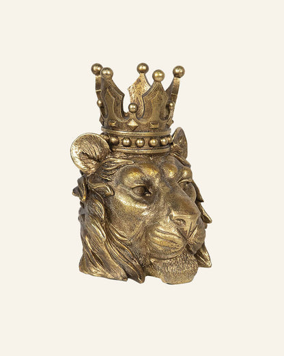 Lion Head with Crown in Gold