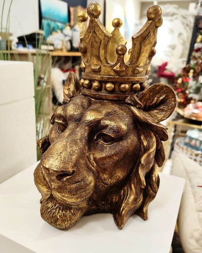 Lion Head with Crown in Gold