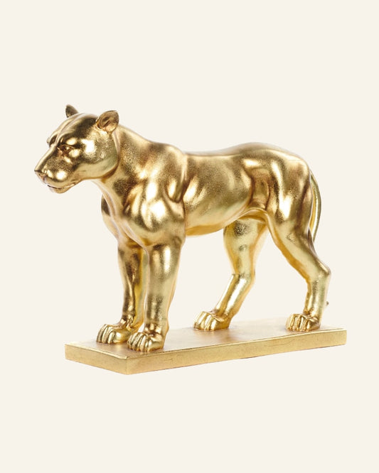 Metallic Standing Lioness in Gold