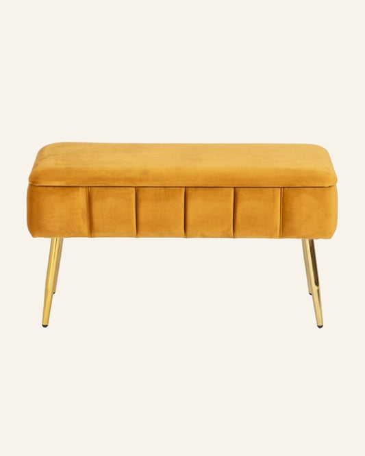 Mustard Velvet Storage Bench