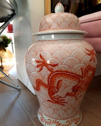 Red Dragon Lidded Jar