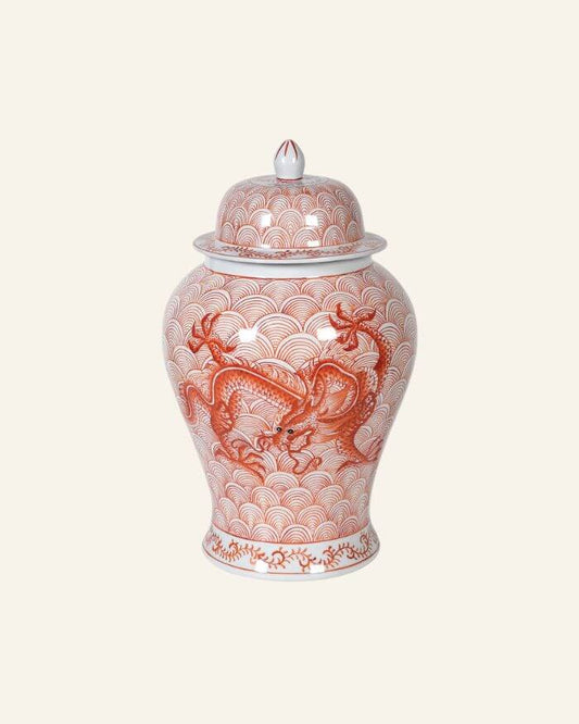 Red Dragon Lidded Jar