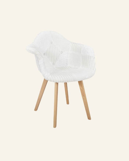 Scandinavian White Patchwork Armchair