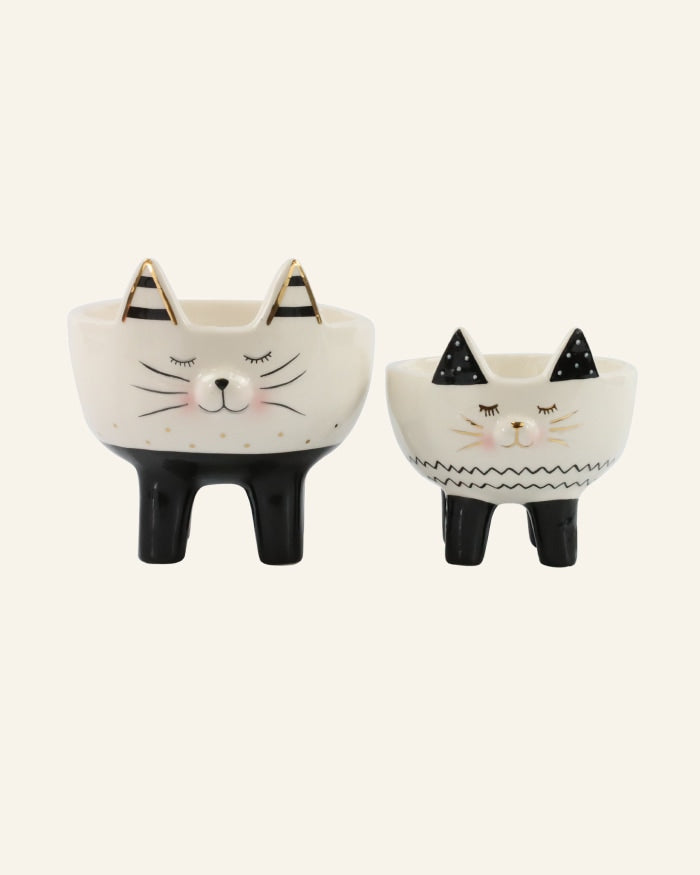 Set of Two Cat Serving Bowls