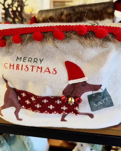 Storage Basket Merry Christmas Sausage Dog with Hood