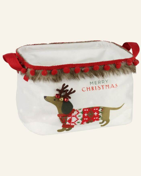 Storage Basket Merry Christmas Sausgae Dog