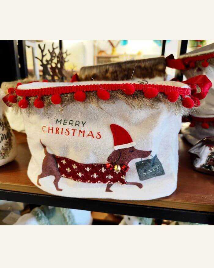 Storage Basket Merry Christmas Sausage Dog with Hood