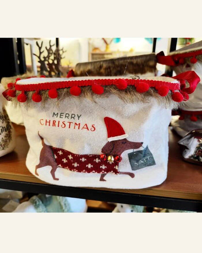 Storage Basket Merry Christmas Sausage Dog with Hood