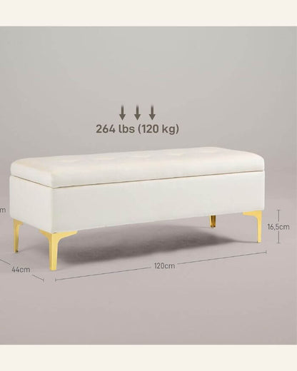 Storage  Bench in Velvet Light Grey