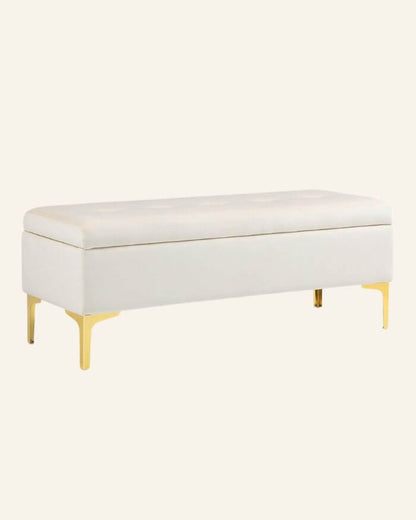 Storage  Bench in Velvet Light Grey