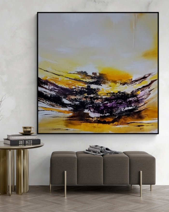 'The Room on the Garrigue' Painting with Black Frame