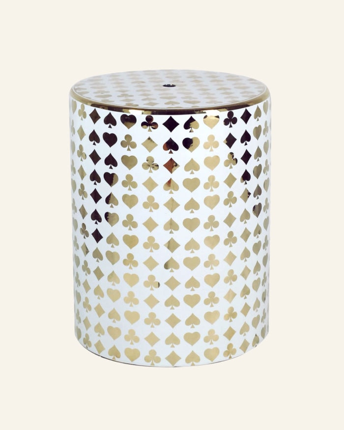 White and Gold Ceramic Stool