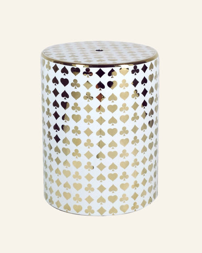 White and Gold Ceramic Stool