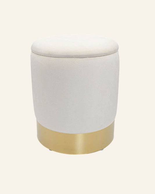 White Velvet Storage Stool